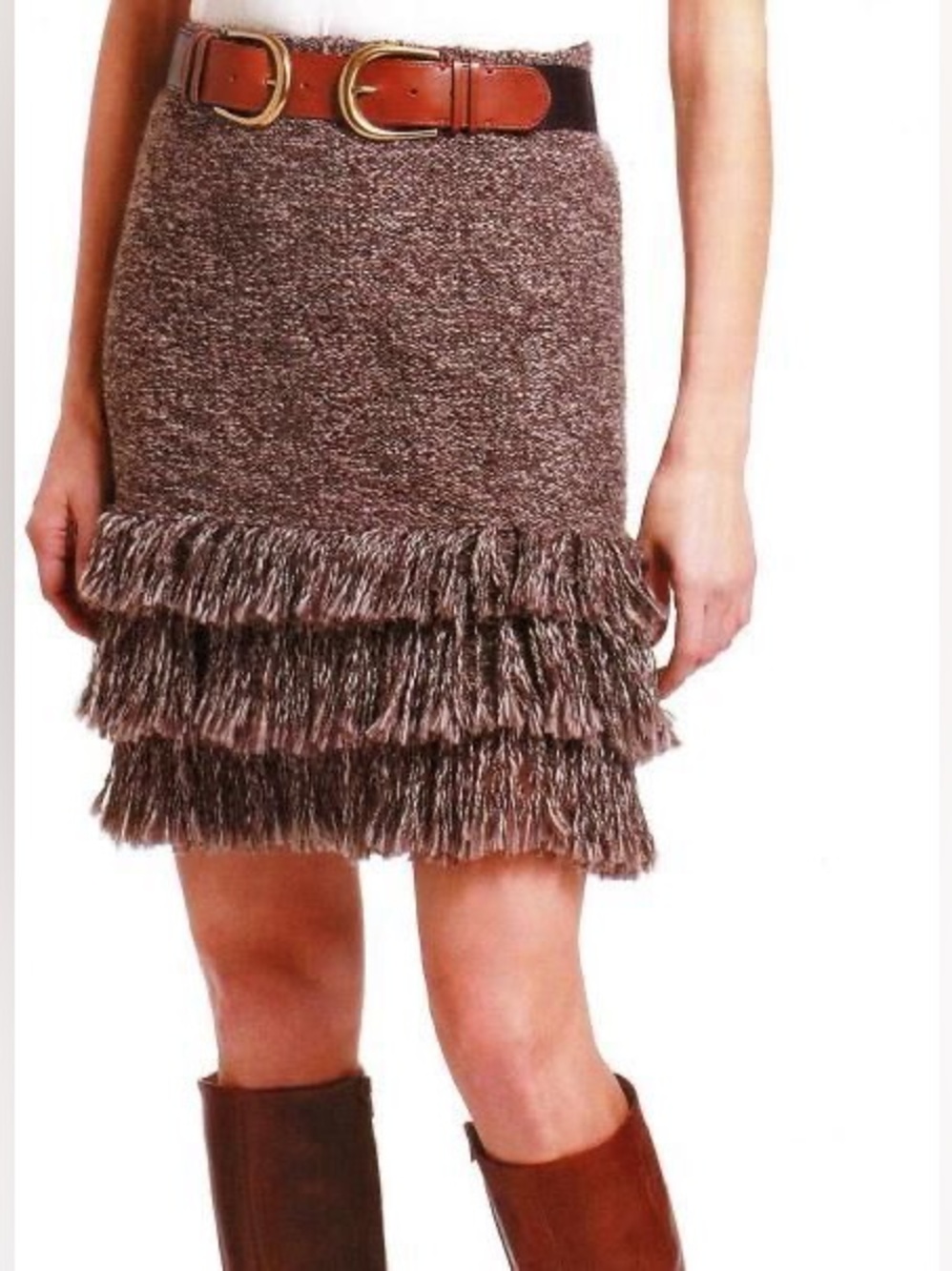 Anthropologie Sparrow Wool Alpaca Knit Fringe Skirt